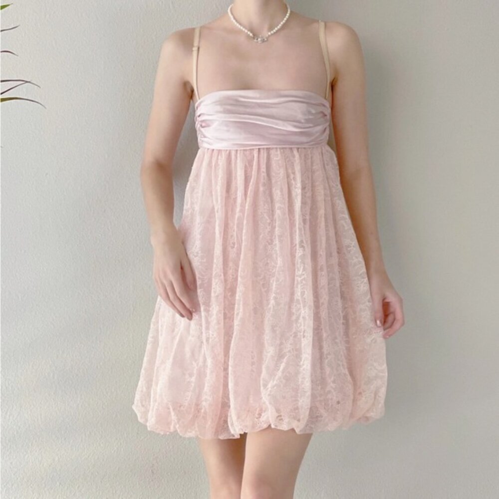 DOLCE & GABBANA XS PINK SILK AND LACE BUSTER BABYDOLL DRESS SEEN ON GOSSIP GIRL